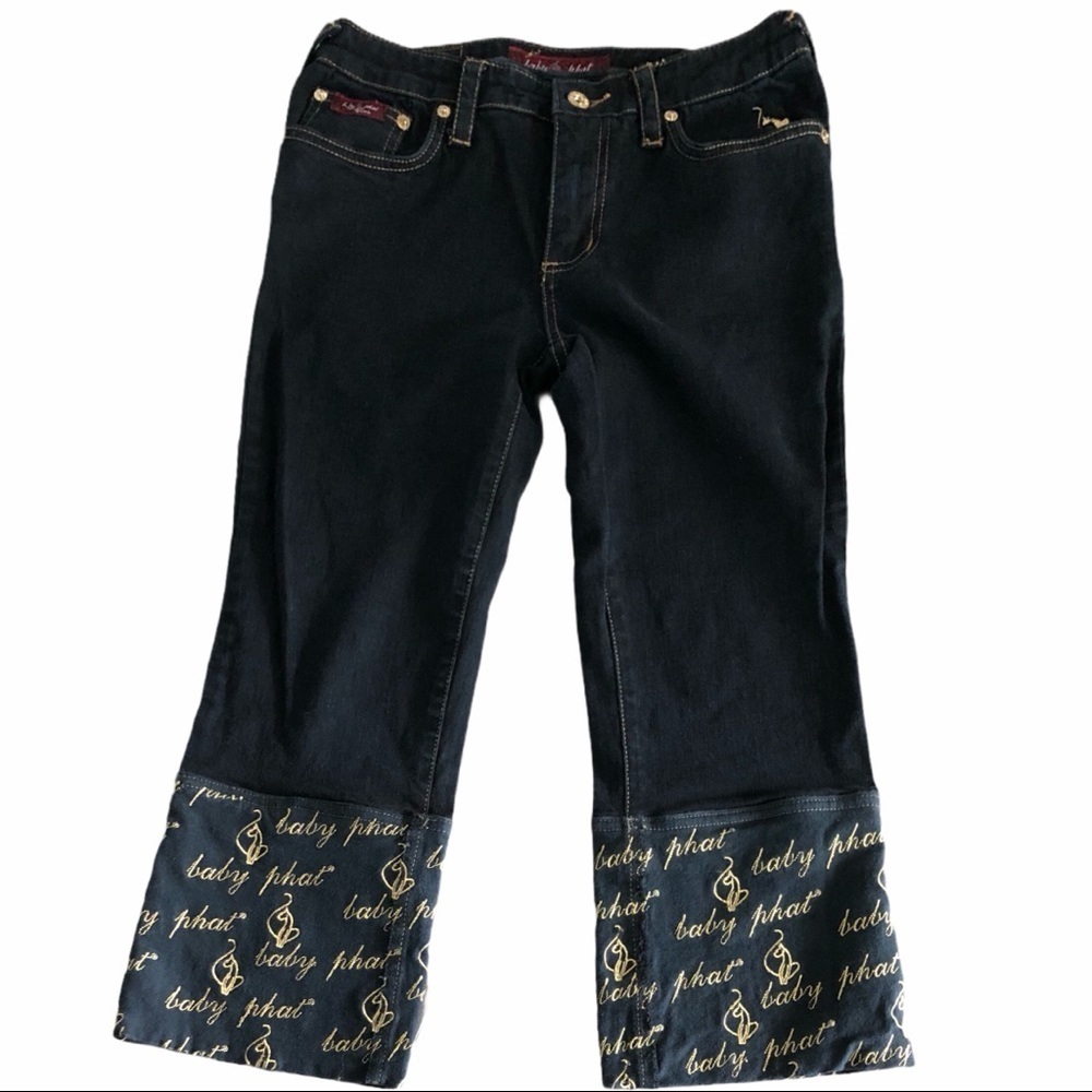 Baby Phat Rolled Cuff Metallic Thread Capri